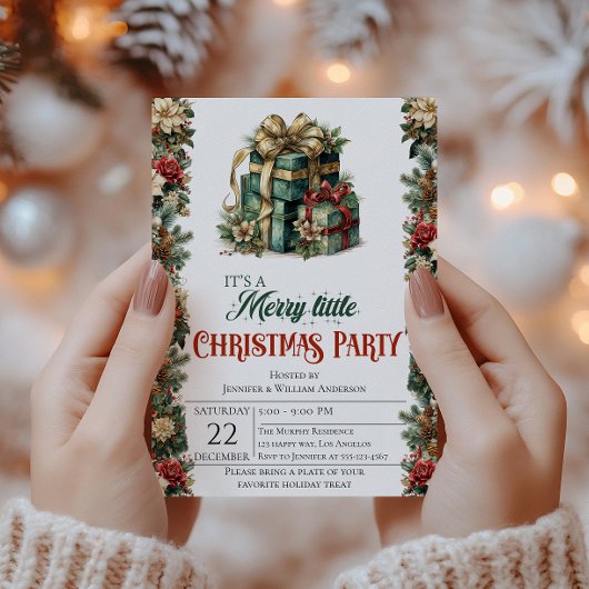 Elegante kerstfeest uitnodiging met cadeau dozen