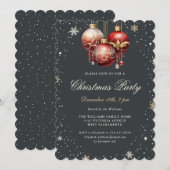 Elegante Kerstfeest Versiering Goud Rood Kaart (Voorkant / Achterkant)