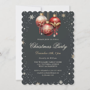 Elegante Kerstfeest Versiering Goud Rood Kaart