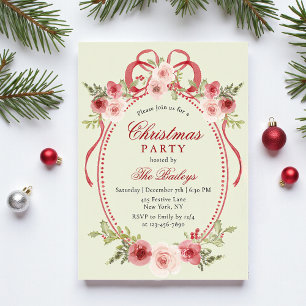 Elegante Kerstfeest Waterverf Bloem Frame Acryl Uitnodigingen