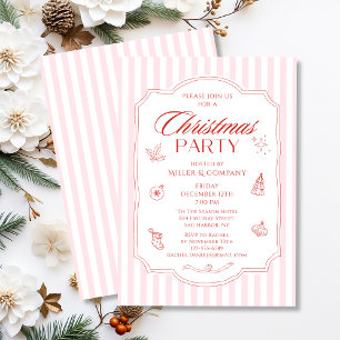 Elegante Kerstfeest Zakelijke Roze Strepen Kaart
