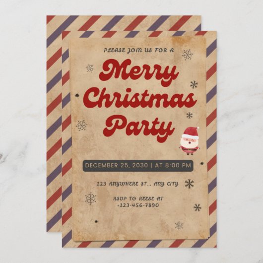 Elegante kerstfeestuitnodiging - kaart (Voorkant / Achterkant)