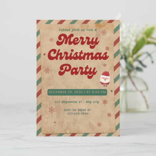 Elegante kerstfeestuitnodiging -  kaart (Staand voorkant)