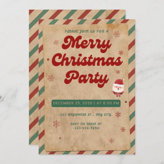 Elegante kerstfeestuitnodiging -  kaart (Voorkant / Achterkant)