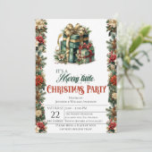 Elegante kerstfeestuitnodiging met cadeausdozen kaart (Staand voorkant)