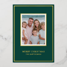 Elegante Kerstfoto Eenvoudig Groen Goud   