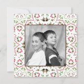 Elegante kerstfoto Greenery Square Kaart (Voorkant)