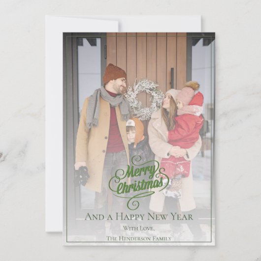 Elegante kerstfoto | Groen Feestdagenkaart (Voorkant)