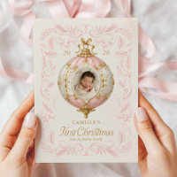 Elegante kerstfoto kaart voor baby meisje