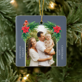 Elegante kerstfoto keramisch ornament