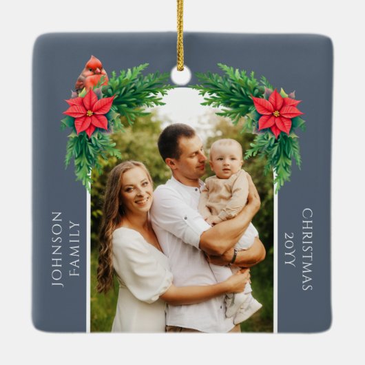 Elegante kerstfoto keramisch ornament (Achterkant)