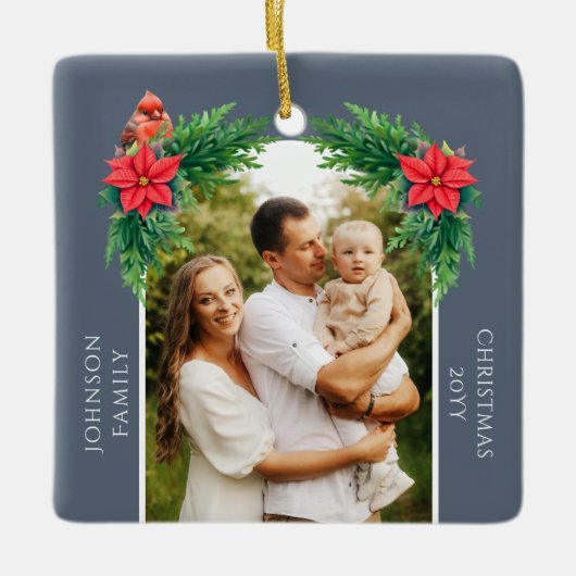 Elegante kerstfoto keramisch ornament (Voorkant)