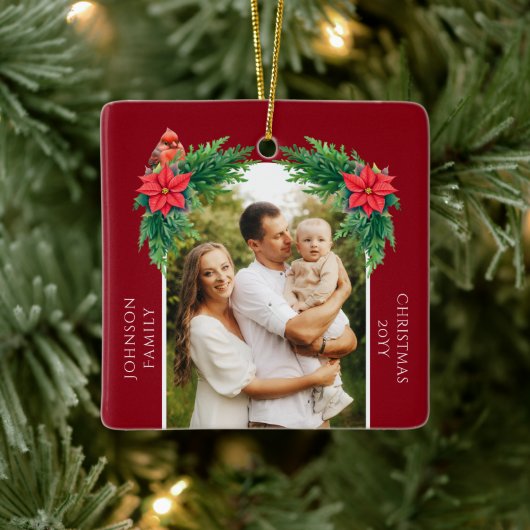 Elegante kerstfoto keramisch ornament (Boom)