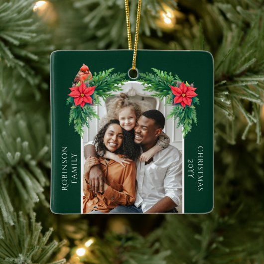 Elegante kerstfoto keramisch ornament (Boom)