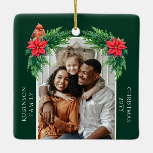 Elegante kerstfoto keramisch ornament (Achterkant)