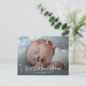 Elegante kerstfoto met script baby aankondiging (Staand voorkant)