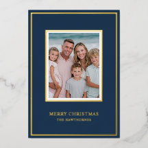 Elegante kerstfoto rand navy goud   