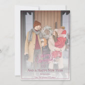 Elegante kerstfoto | roze feestdagenkaart (Voorkant)