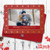 Elegante kerstfoto Snowflake Echt Goud Folie Feestdagenkaart