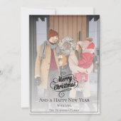 Elegante kerstfoto | Zwart Feestdagenkaart (Voorkant)