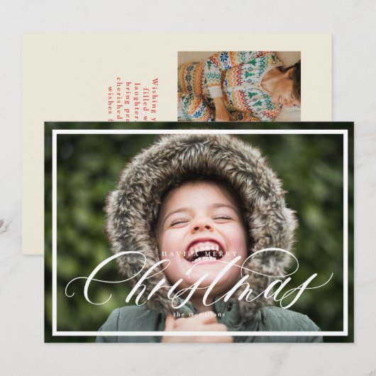 Elegante kerstfotokaart met 2 foto's kaart (Voorkant / Achterkant)