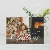 Elegante kerstfotokaart met 2 foto's kaart (Staand voorkant)