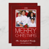 Elegante kerstfotokaart - rood / wit feestdagenkaart (Voorkant / Achterkant)