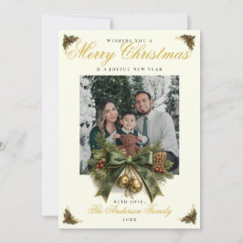 Elegante kerstfotokaart voor families feestdagenkaart