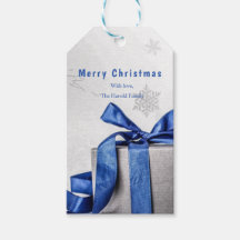 Elegante kerstgeschenkdoos met blauw lint