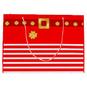 Elegante kerstgestreepte cadeautas (Achterkant)