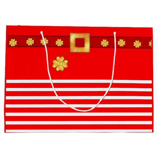 Elegante kerstgestreepte cadeautas (Achterkant)