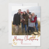 Elegante Kerstgouden Bladeren | Vakantiefoto Feestdagenkaart (Voorkant)