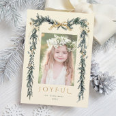 Elegante Kerstgrens Foto Ivoor Vakantie Kaart