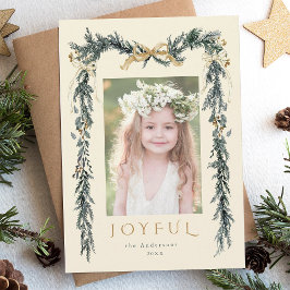 Elegante Kerstgrens Foto Ivoor Vakantie Kaart