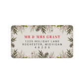 Elegante Kerstgroen Border Vakantieadres Etiket (Voorkant)