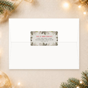 Elegante Kerstgroen Border Vakantieadres Etiket