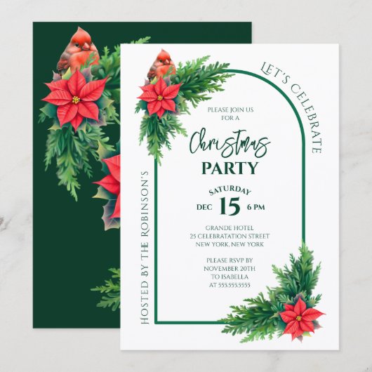 Elegante Kerstgroen Kerstfeest Kaart (Voorkant / Achterkant)