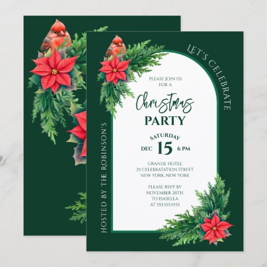 Elegante Kerstgroen Kerstfeest Kaart (Voorkant / Achterkant)