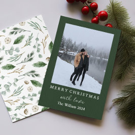 Elegante Kerstgroen Kerstkaart voor Couples en Fam Kaart