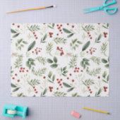 Elegante Kerstgroen & Rode Bessen Vakantie Tissuepapier (Craft)