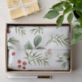 Elegante Kerstgroen & Rode Bessen Vakantie Tissuepapier (Geschenk)