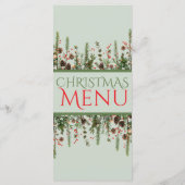 Elegante Kerstgroen Vakantie Flat Menu (Achterkant)