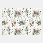 Elegante kerstgroenen met rode accenten geassortee inpakpapier vel (Voorkant)