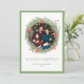 Elegante kerstgroet 4 foto kerstkaart (Staand voorkant)