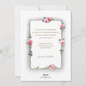 Elegante Kerstgroet met Roze Rozen Feestdagenkaart (Achterkant)