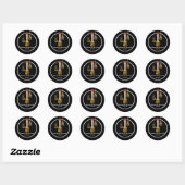Elegante kerstgroet ronde sticker (Vel)
