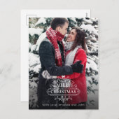 Elegante kerstgroeten Foto Feestdagenkaart (Voorkant / Achterkant)