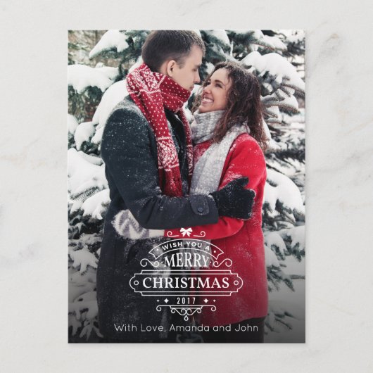 Elegante kerstgroeten Foto Feestdagenkaart (Voorkant)