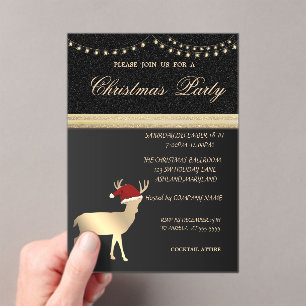 Elegante Kersthert Santa-hoed, Kerstfeest Acryl Uitnodigingen