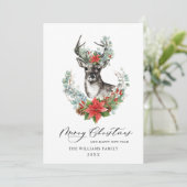 Elegante Kerstherten Poinsettia Afbeeldingen Feestdagenkaart (Staand voorkant)